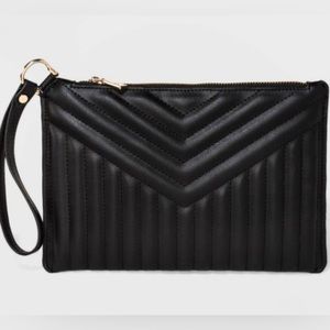 Black chevron quilted wristlet